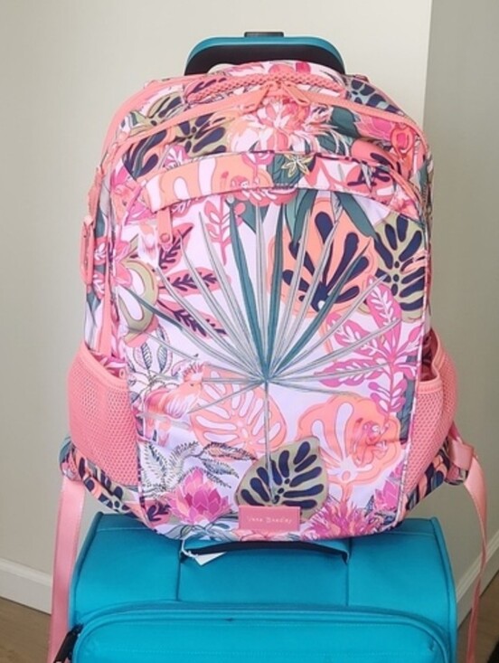 vera bradley reactive cooler backpack in rain forest canopy coral Endorsed by the American Chiropractic Association New Vera Bradley ReActive XL